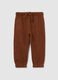 Brown regular fit pure cotton baby trousers_0