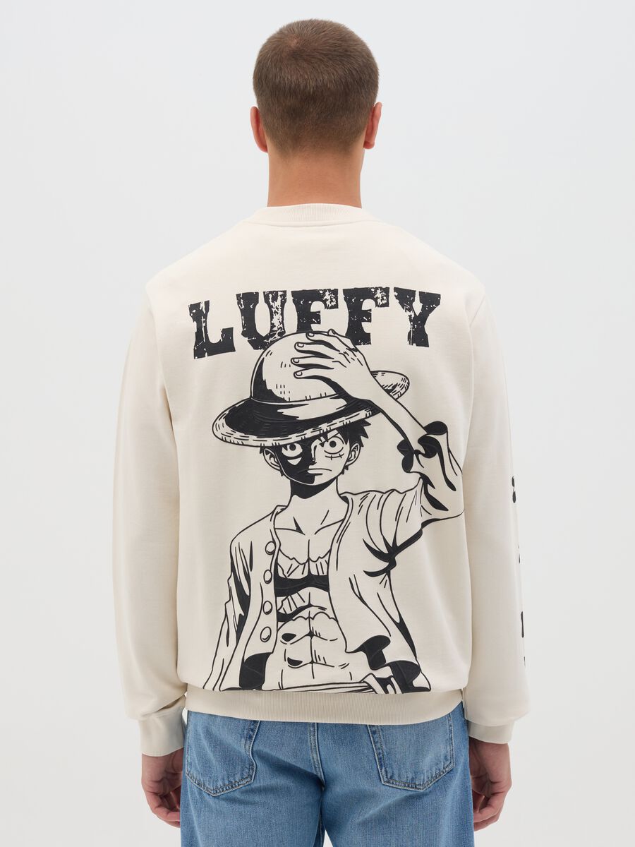 White Sweatshirt with Logo and Sleeve Print_3