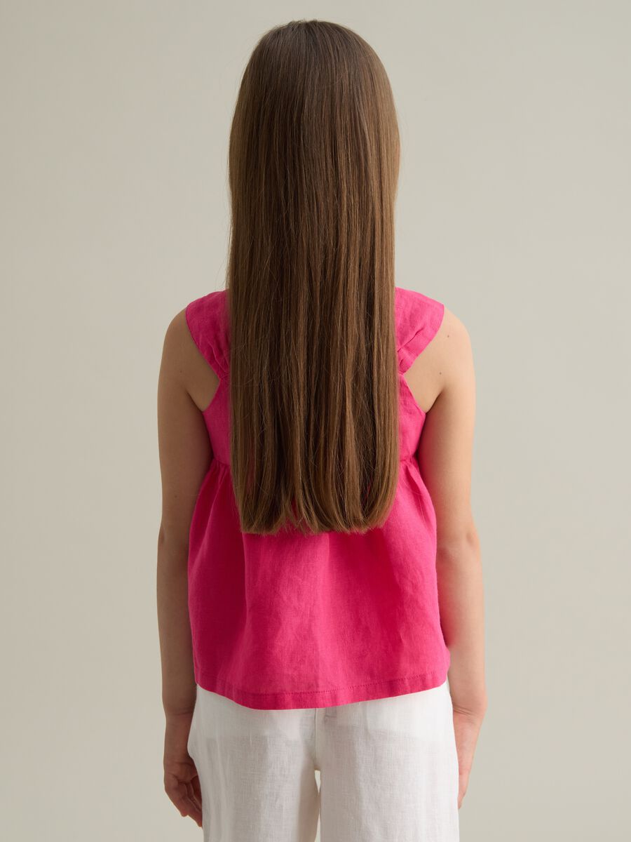 Regular fit girl’s pink linen dress_1