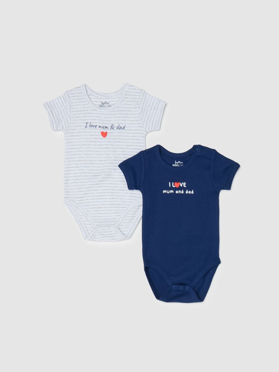 Two-pack bodysuits in cotton with I Love Mum & Dad print_0