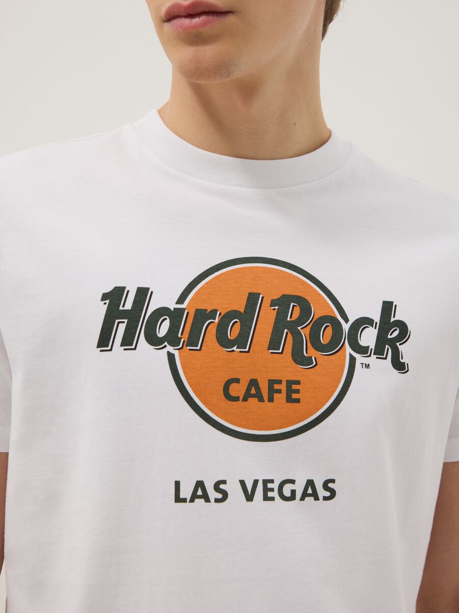 White pure cotton regular fit t-shirt with Hard Rock Cafe logo_3