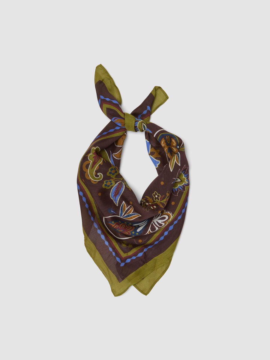 Foulard multicolor in misto modal e seta con fantasia_0