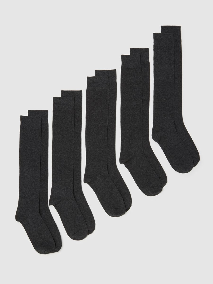 Grey Elasticated Cotton Long Socks Multipack Set_0