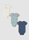 3-pack organic cotton baby bodysuits in aqua blue, navy and ivory, crew neck_0