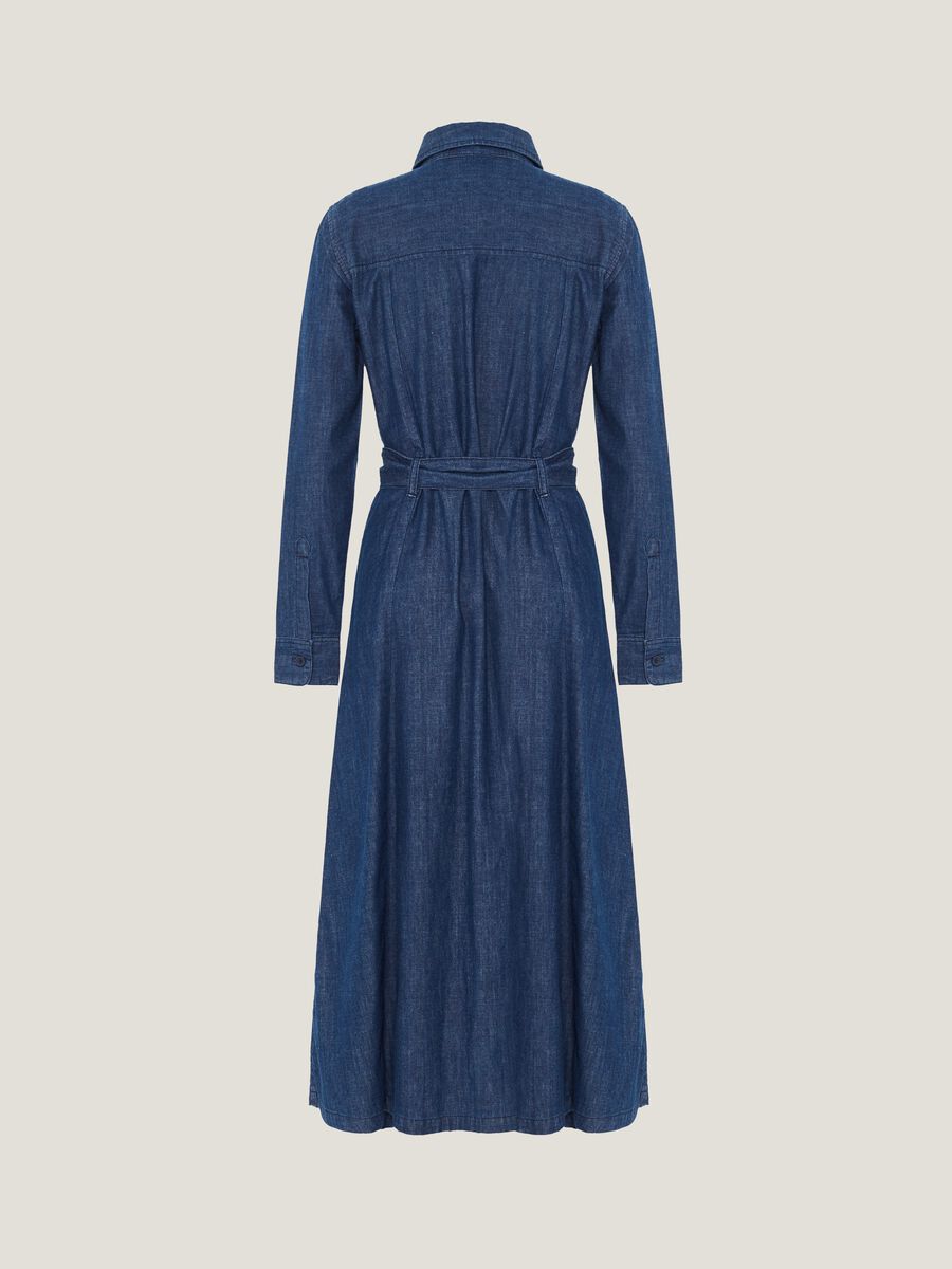 Abito lungo chemisier in denim con cintura_4
