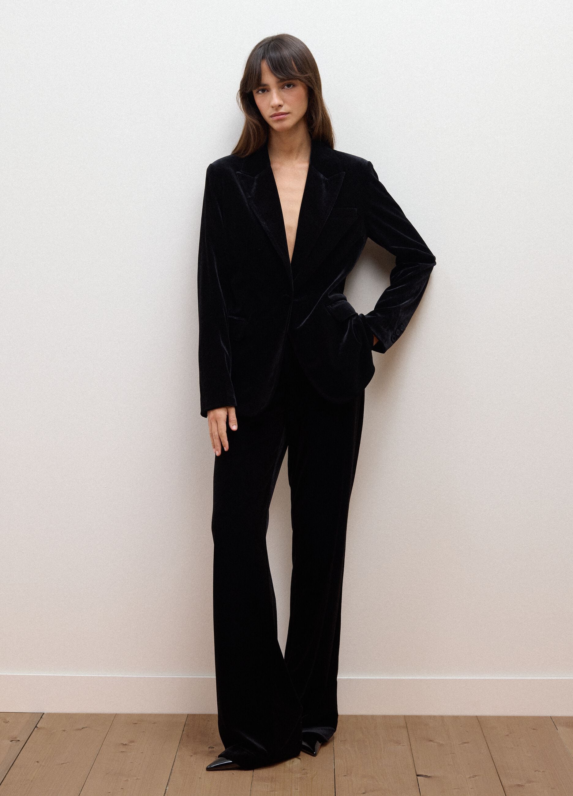 Blazer nero in tessuto elasticizzato