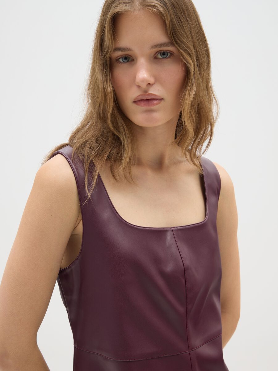 Purple varnish-effect regular fit dress with zip_3
