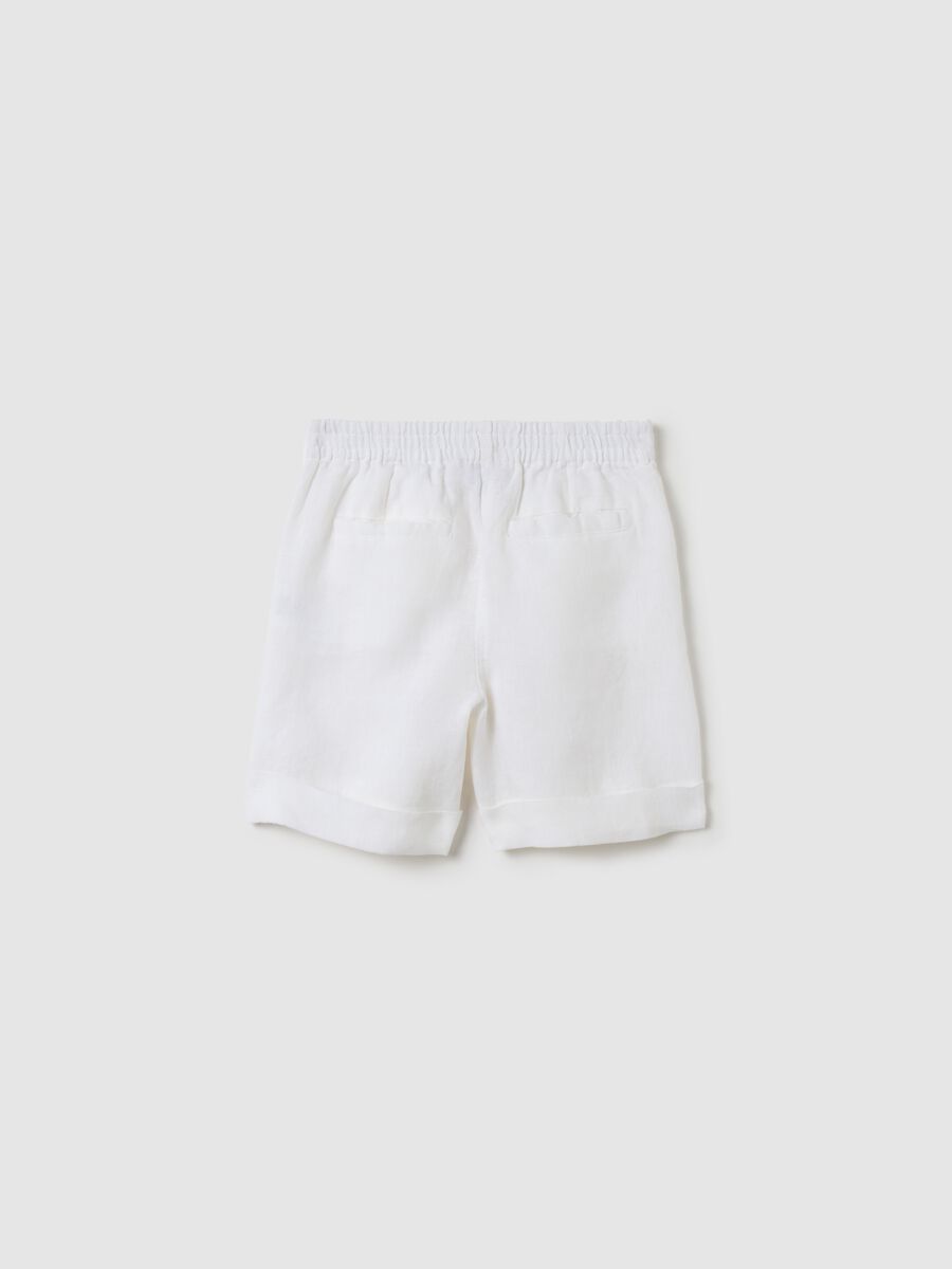 Girls' white linen shorts with regular fit_1