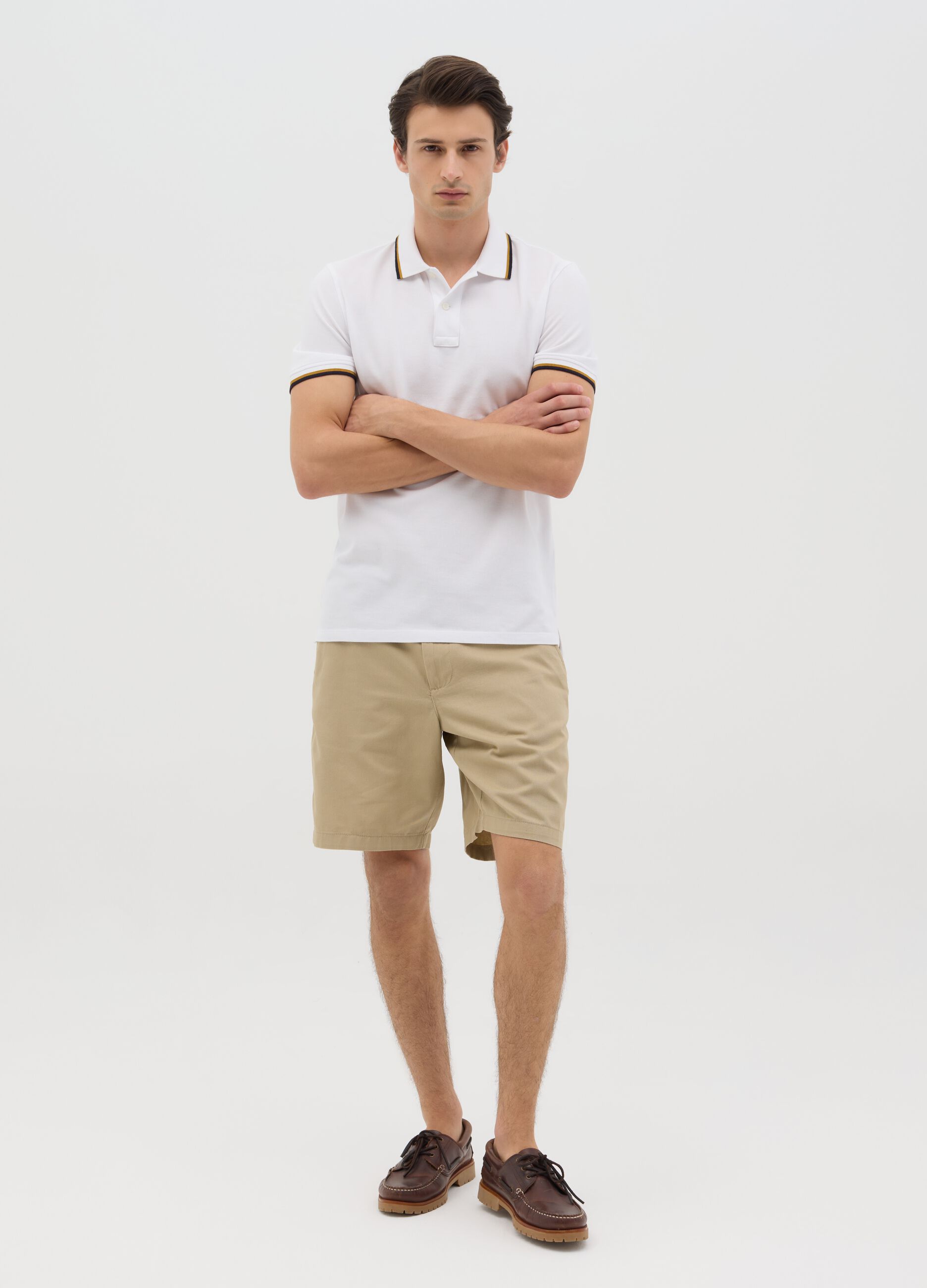 White short-sleeve cotton polo by Ovs