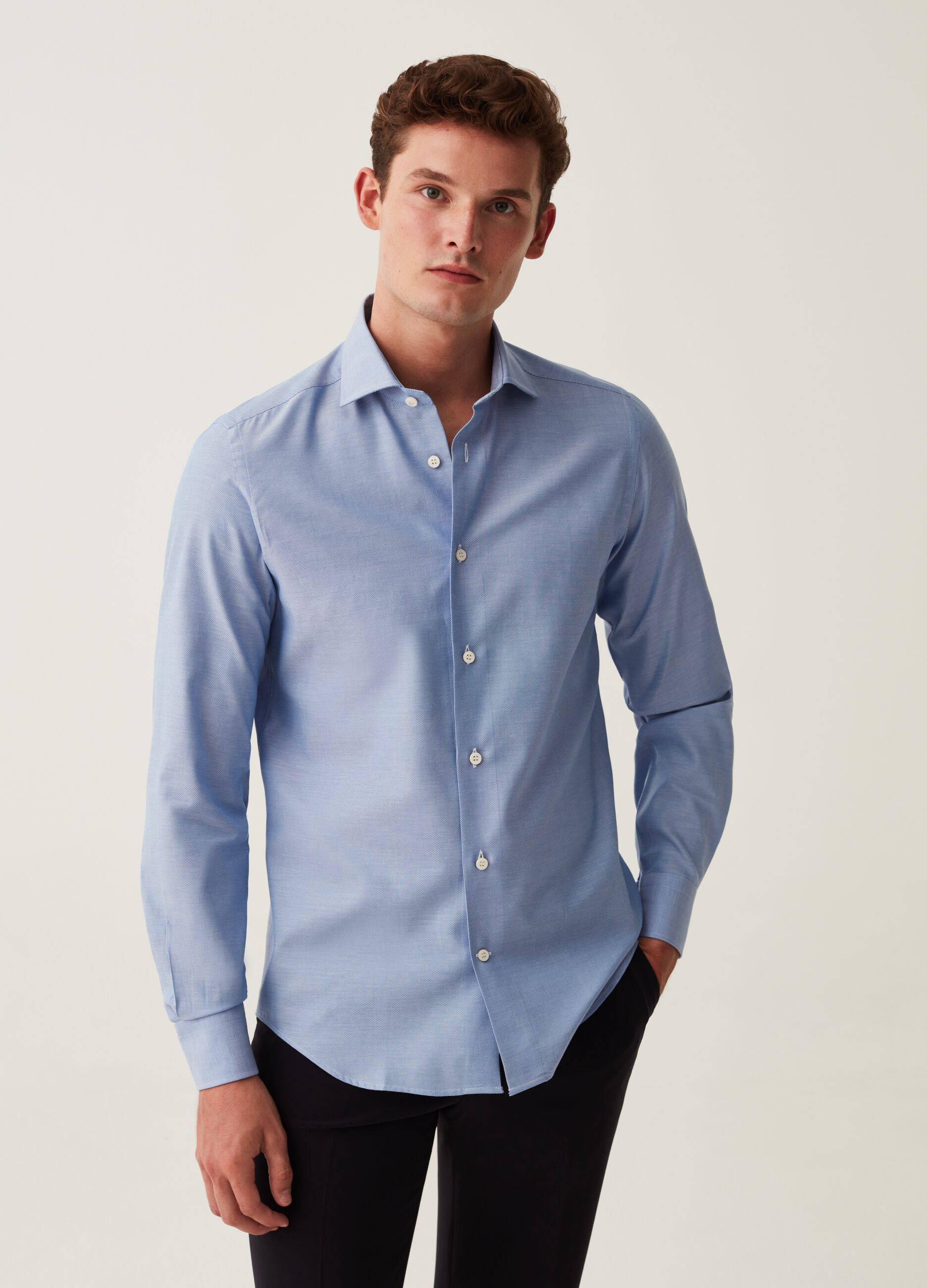 Camicia slim fit in piquet_1