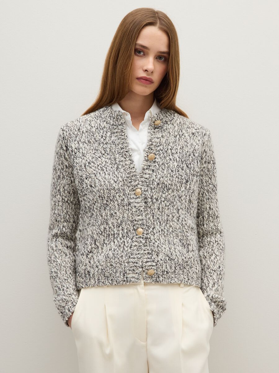 Grey regular fit button cardigan_0