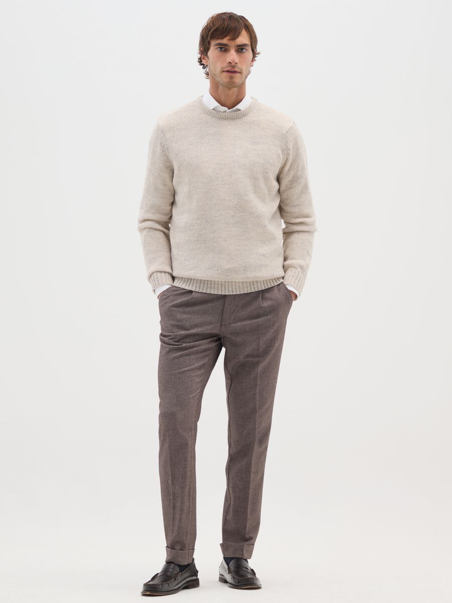 Beige Sweater in Acrylic and Wool Blend_1