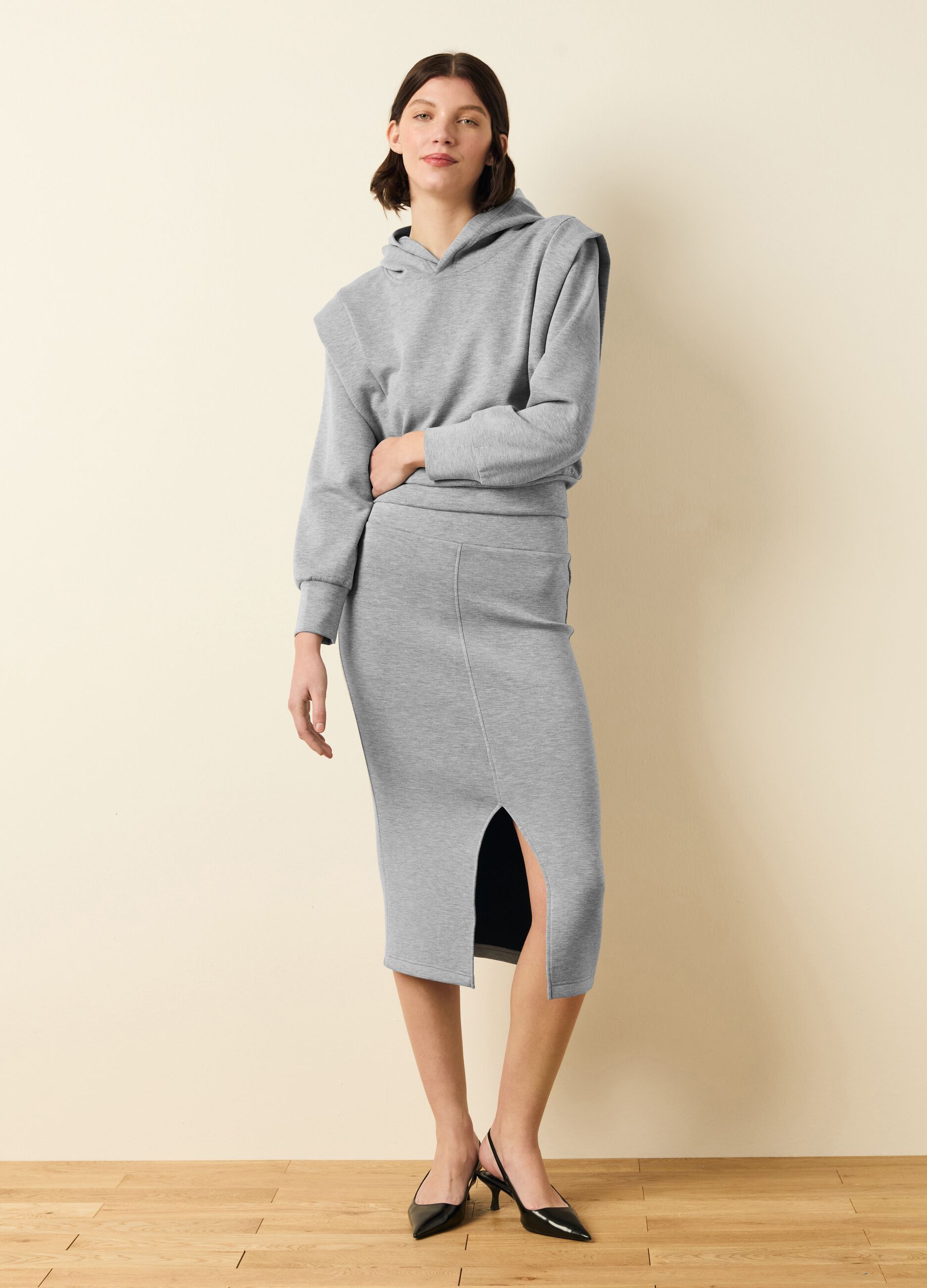 Felpa in scuba con cappuccio boxy fit