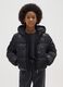 Black padded hooded jacket for girls_0