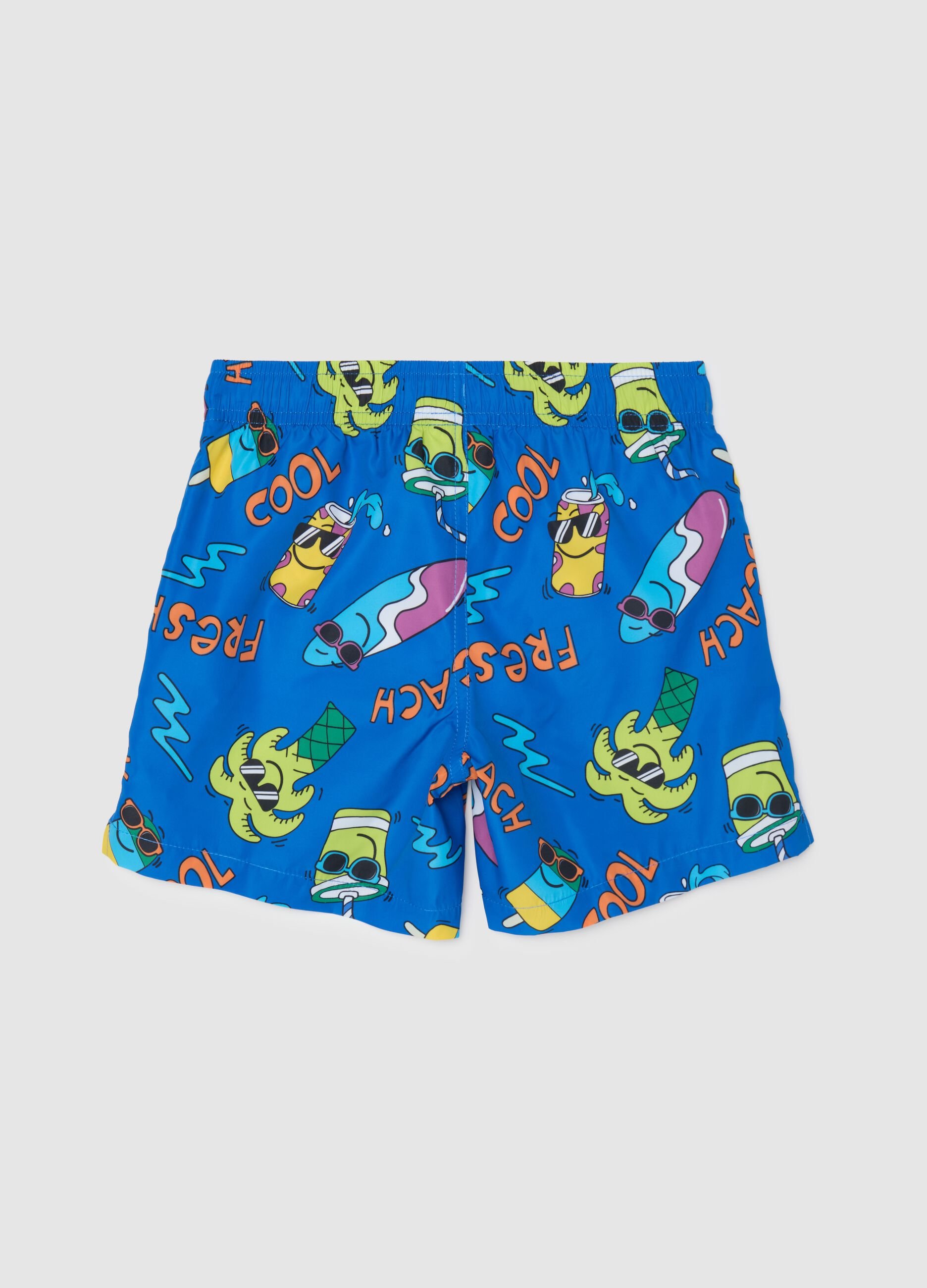 Children's swimwear in multicolour fabric with regular fit and elastic waistband