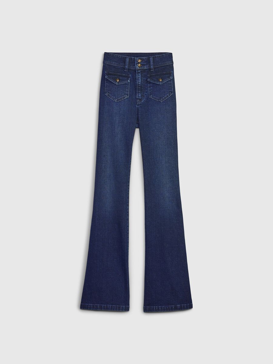 Jeans flare fit a vita alta con bottoni_5
