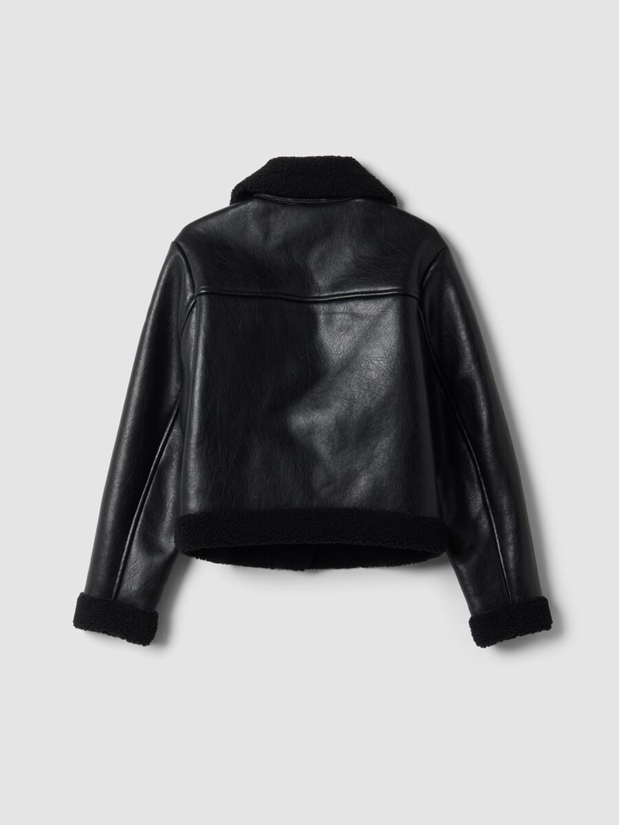 Black aviator-style jacket with diagonal zip_5