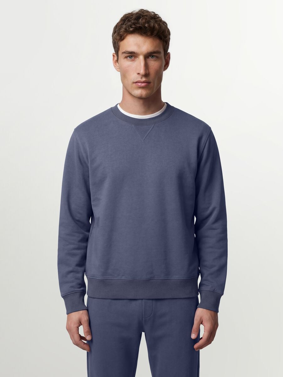 Felpa grigia girocollo in misto cotone regular fit_0