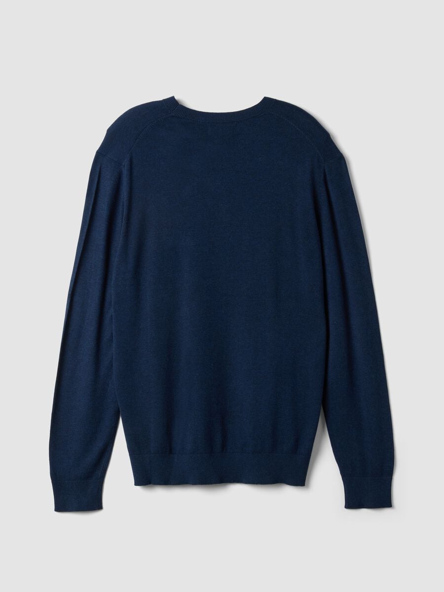 Maglia girocollo blu in misto viscosa regular fit_2