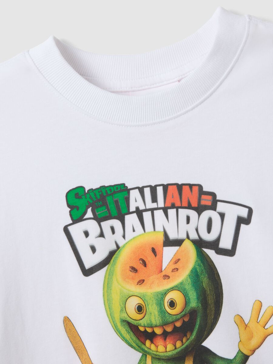 Oversized white pure cotton kids t-shirt with print_2