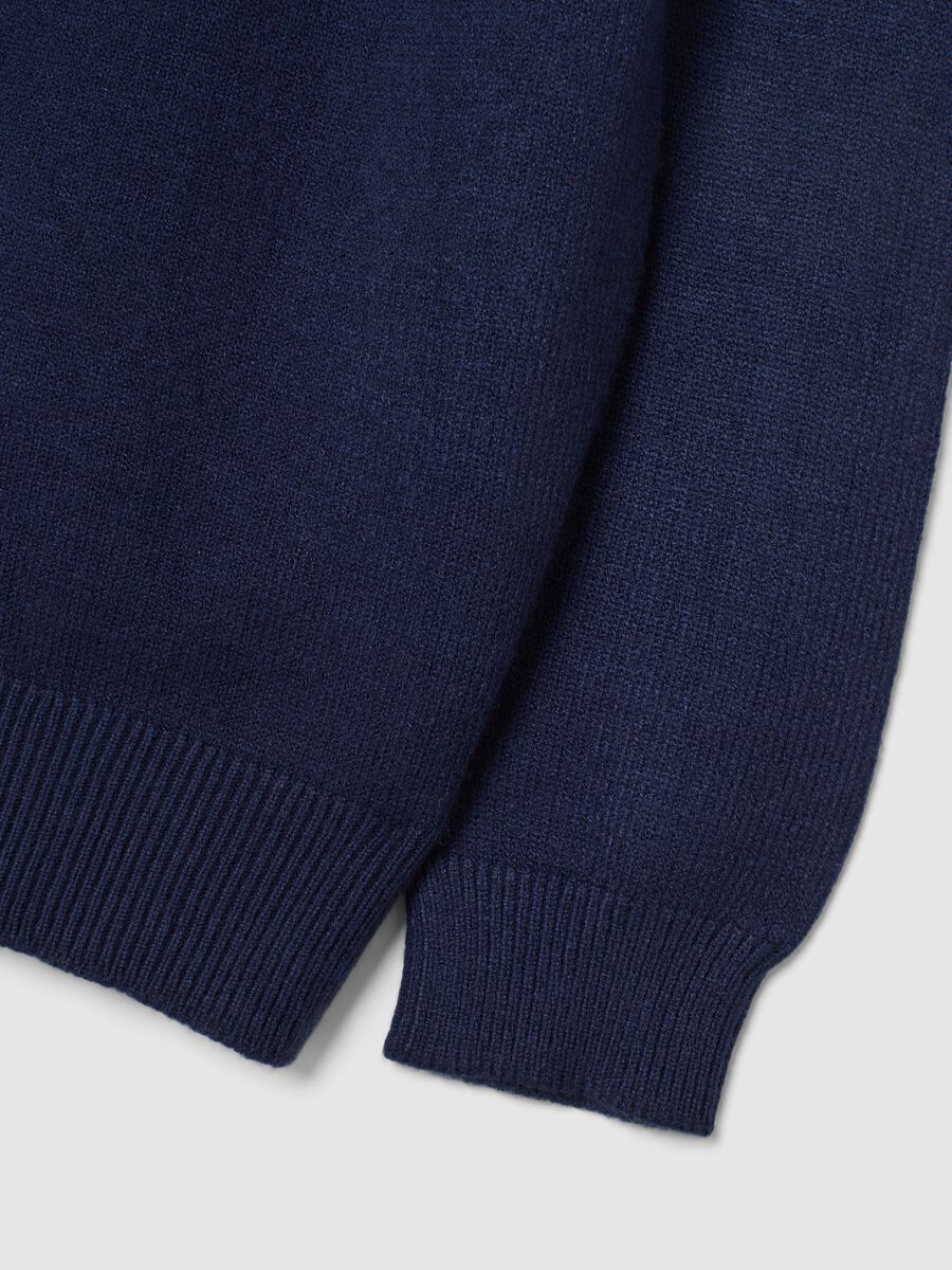 Children's regular fit blue turtleneck sweater with half zip_3