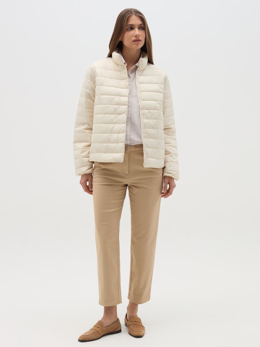 Ultralight short down jacket with high collar_1