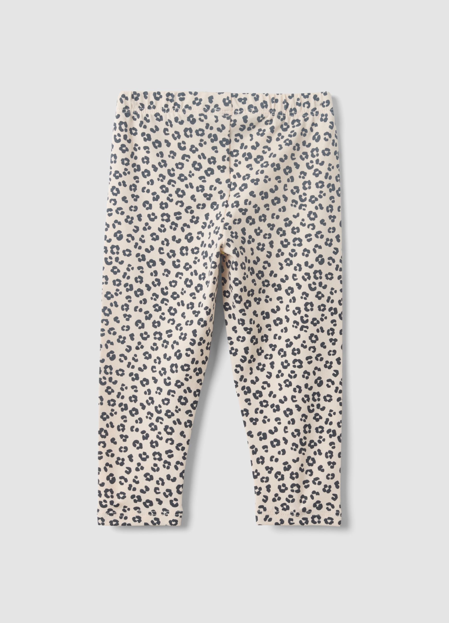 Multicolour organic cotton-blend animal print leggings for baby girl