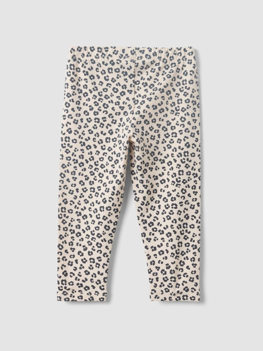 Leggings multicolor in misto cotone organico con fantasia animalier per bimba_1
