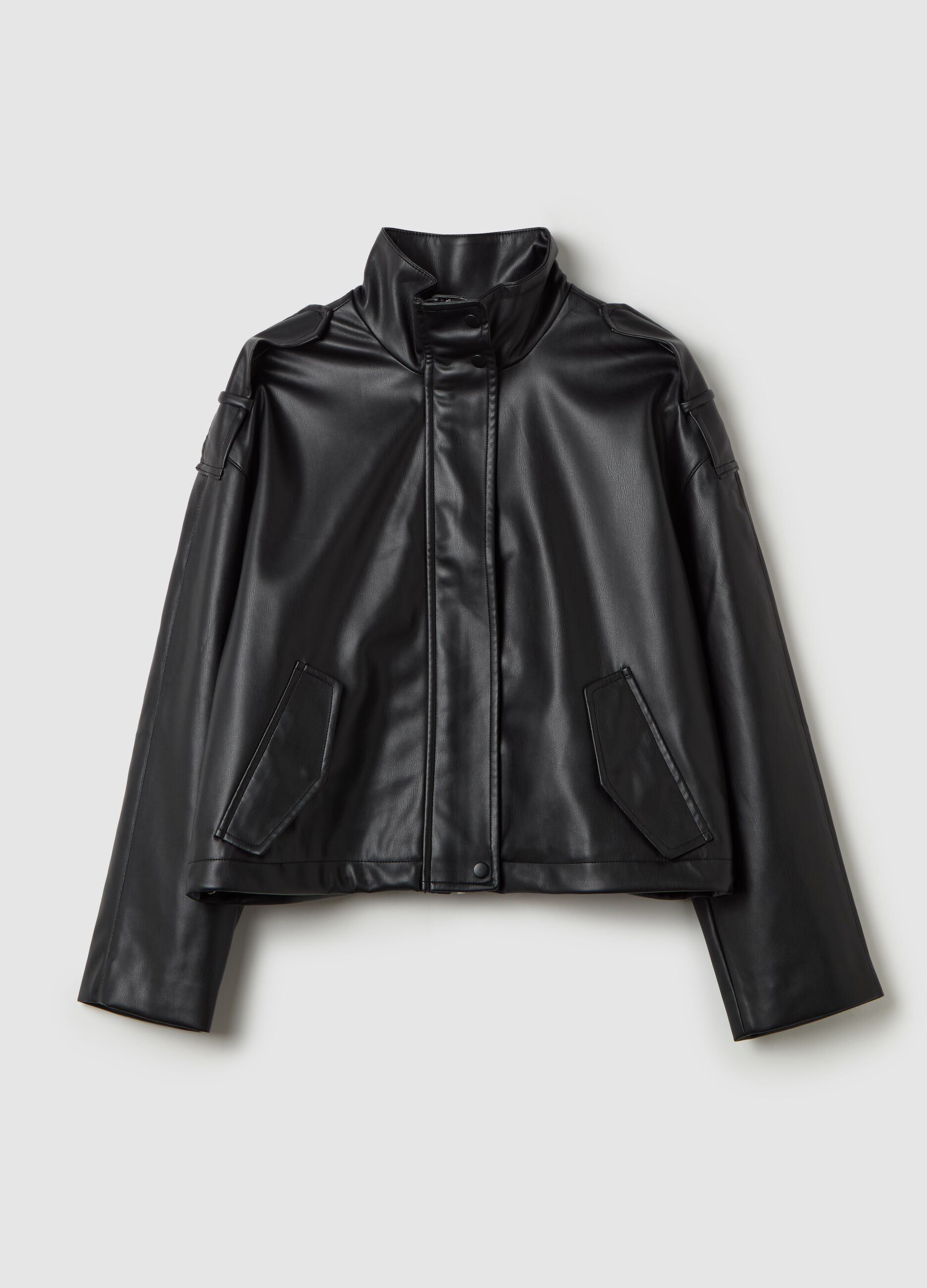 Biker bomber jacket with high neck