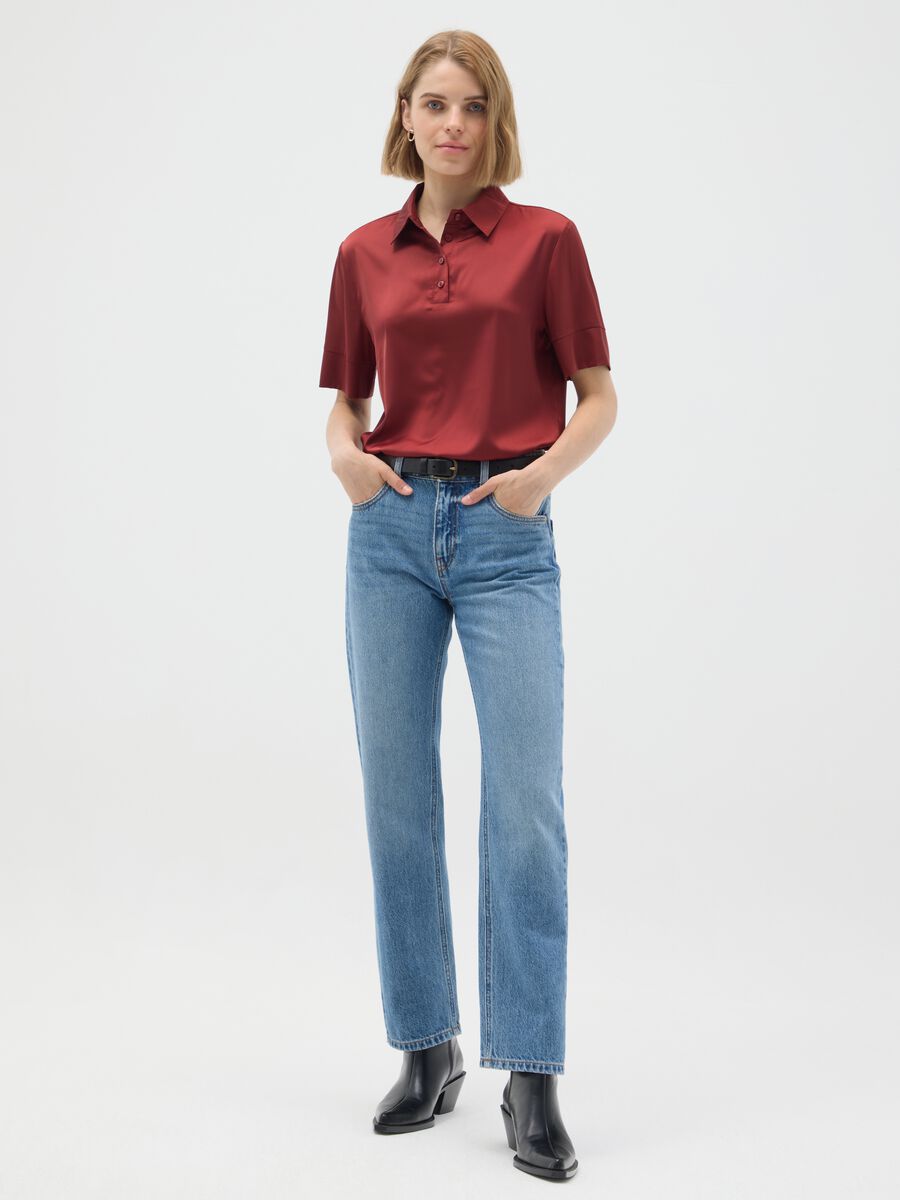 Camicia in satin rossa regular fit_1