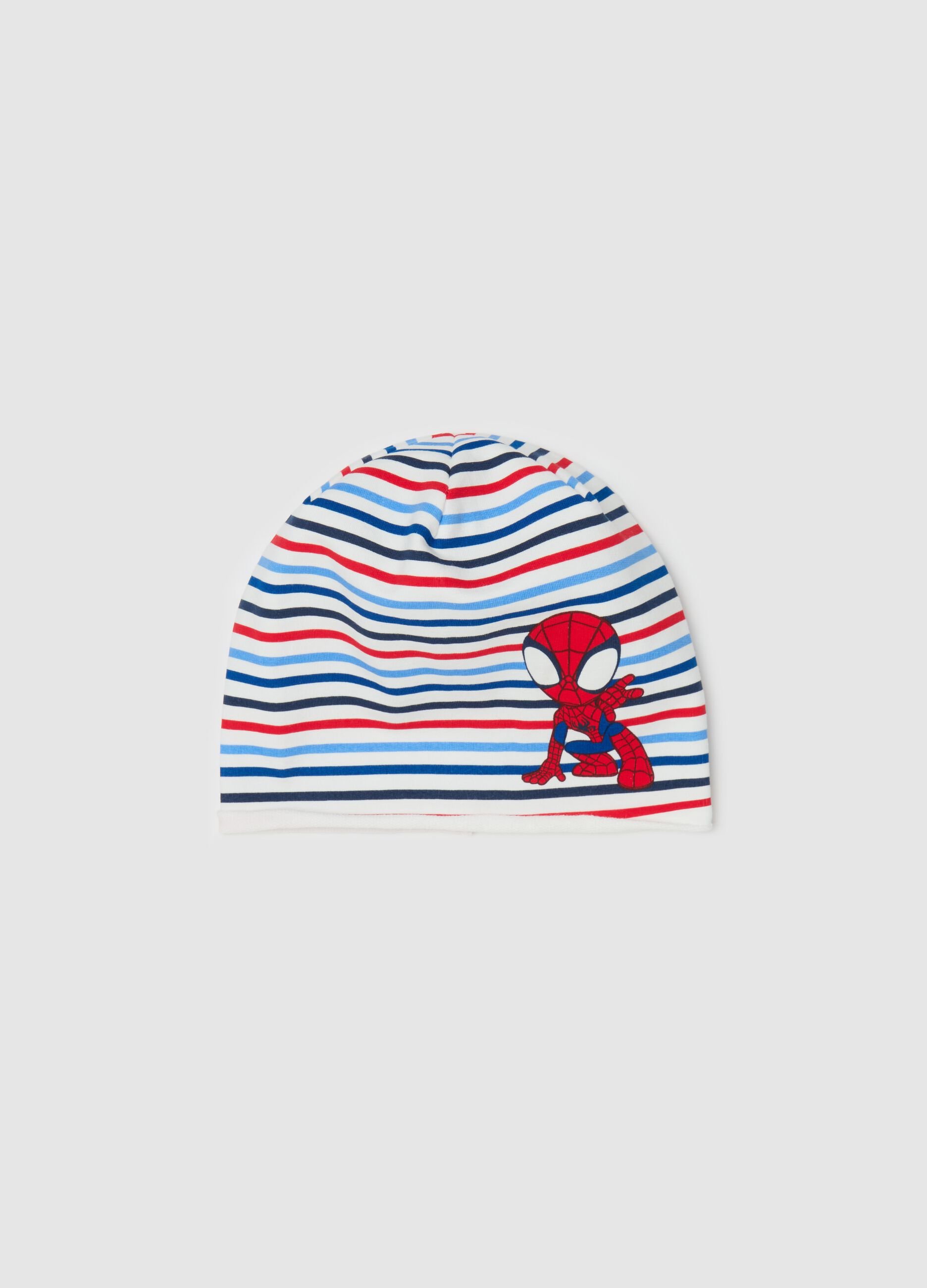 French terry hat with Spidey print
