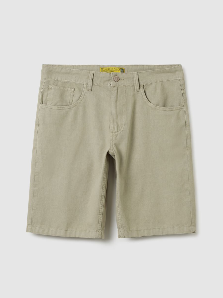 Men's regular fit beige cotton blend shorts_4