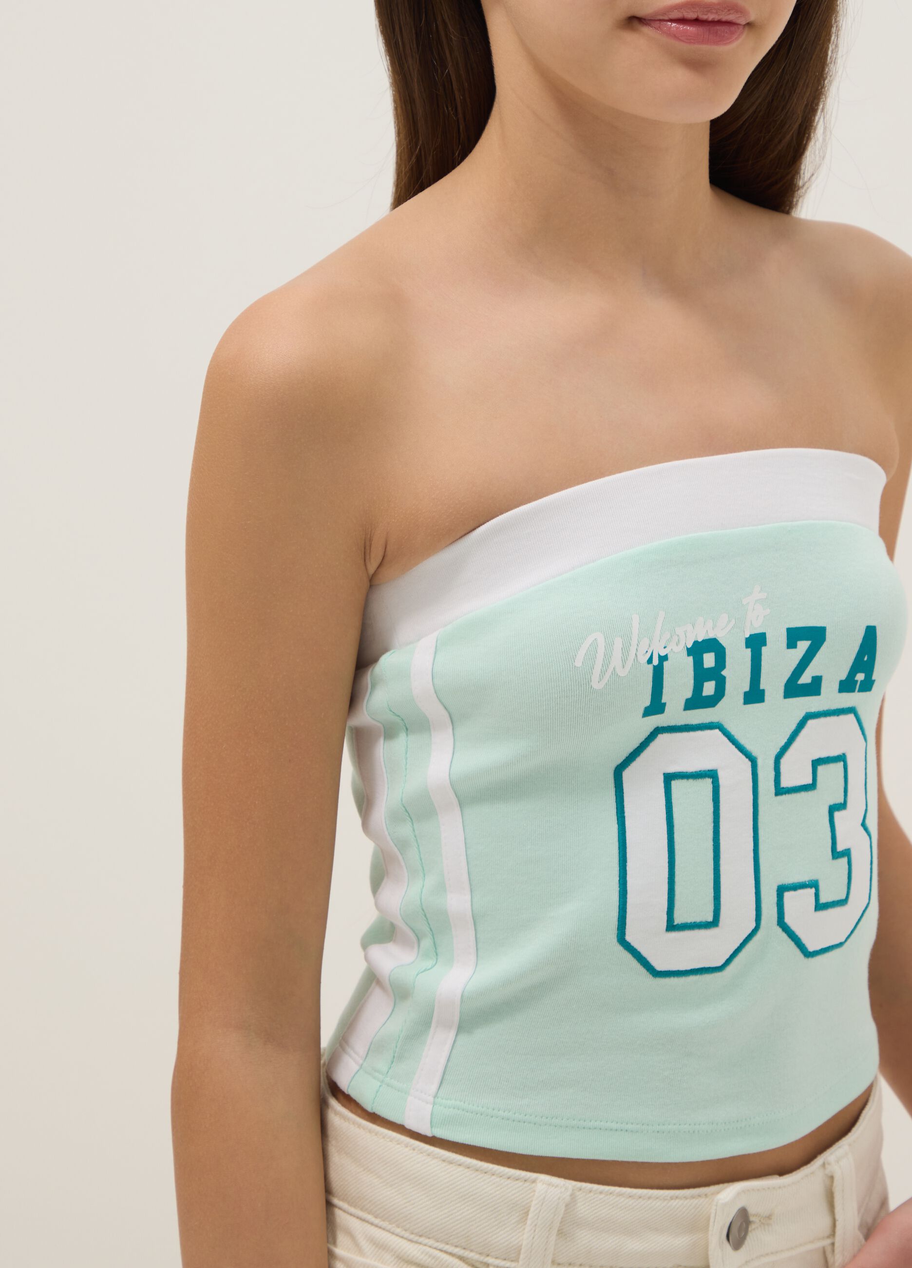 Top fitted multicolour stretch cotton for girls with print