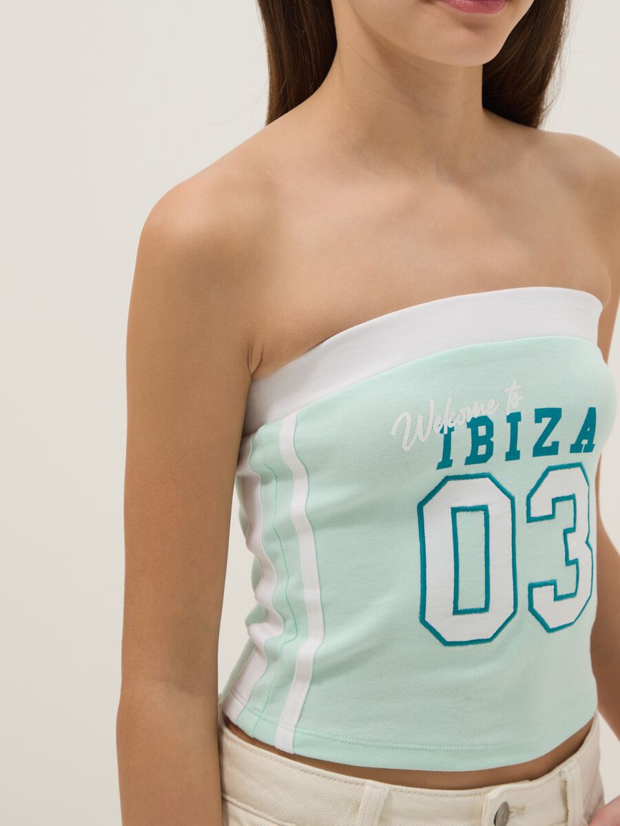 Top fitted in cotone elasticizzato multicolor da ragazza con stampa_2