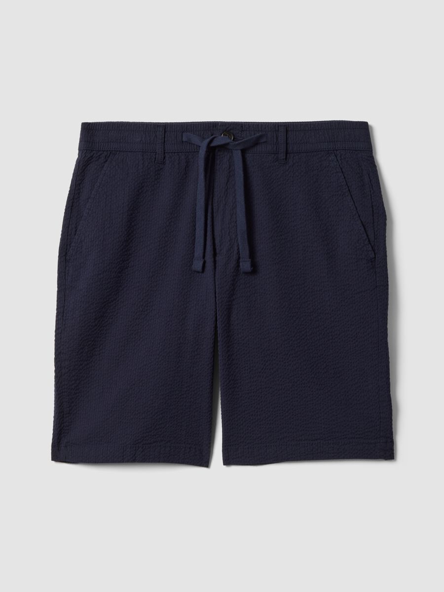 Blue stretch-cotton chino shorts, regular fit_4