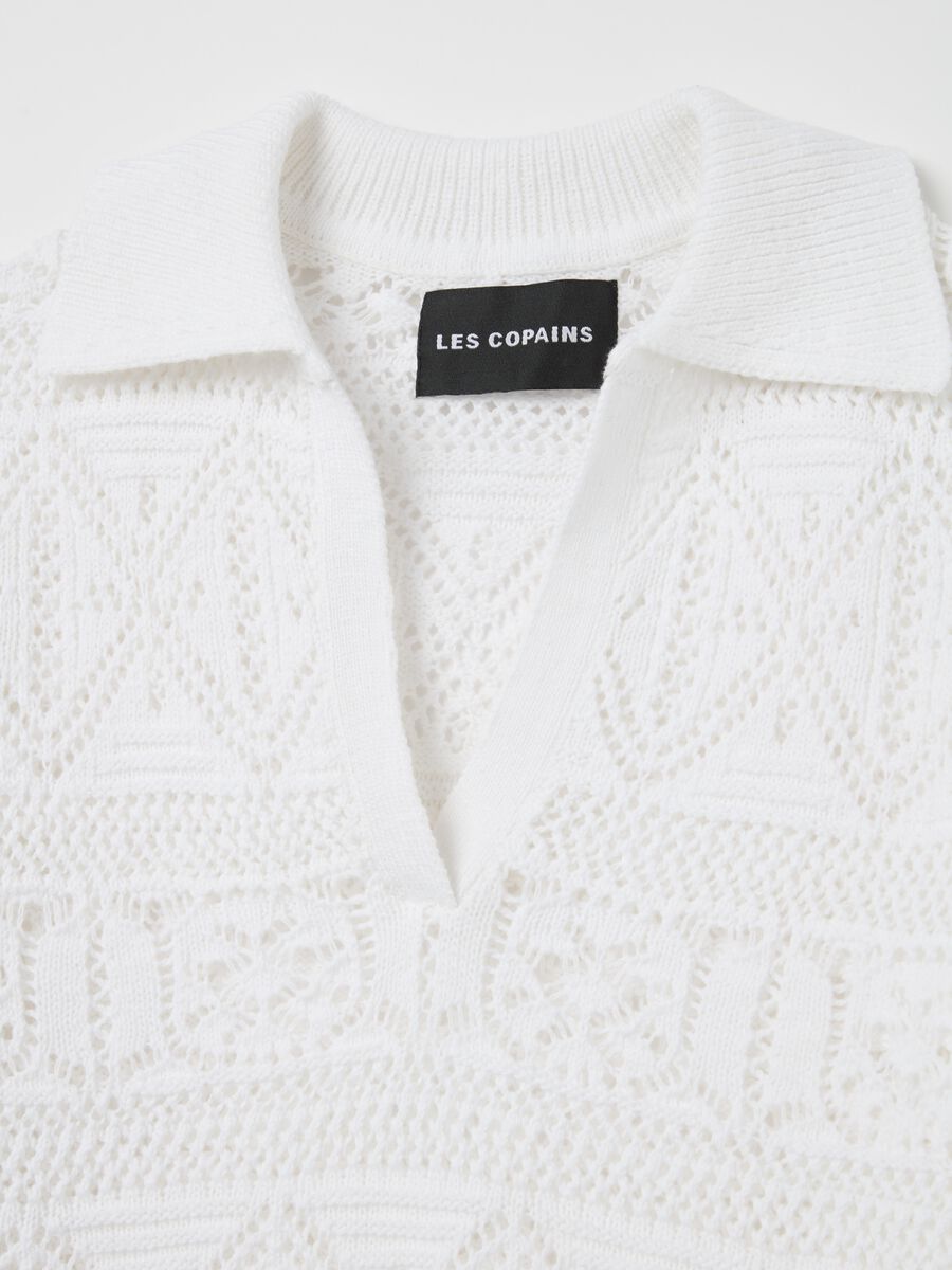 Crochet top with polo neck_5