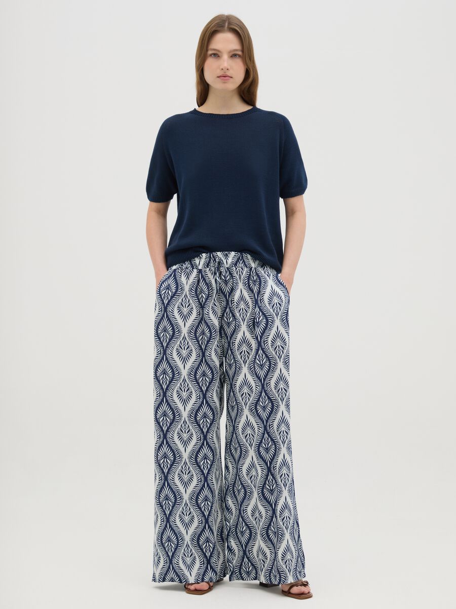 Women's Palazzo Trousers in Multicolour Viscose - Regular Fit_0