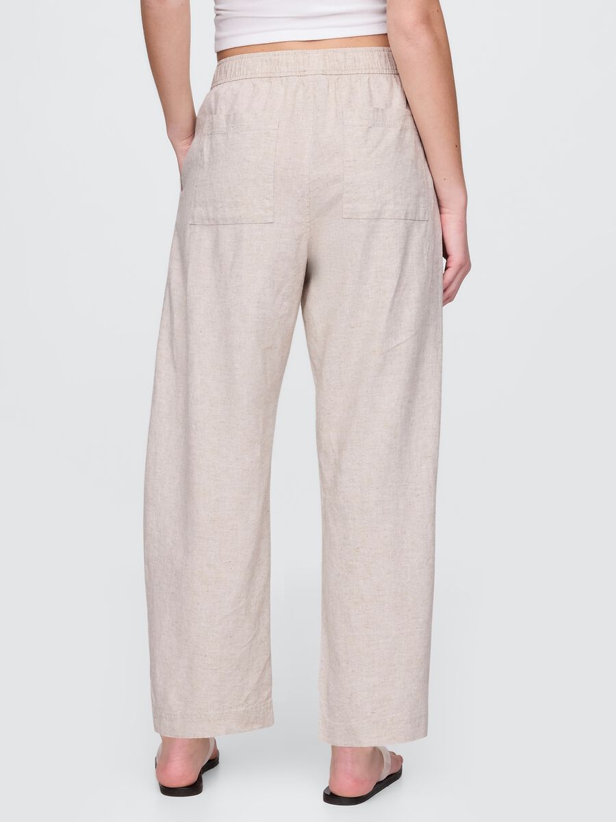 Beige wide trousers in linen and viscose_2