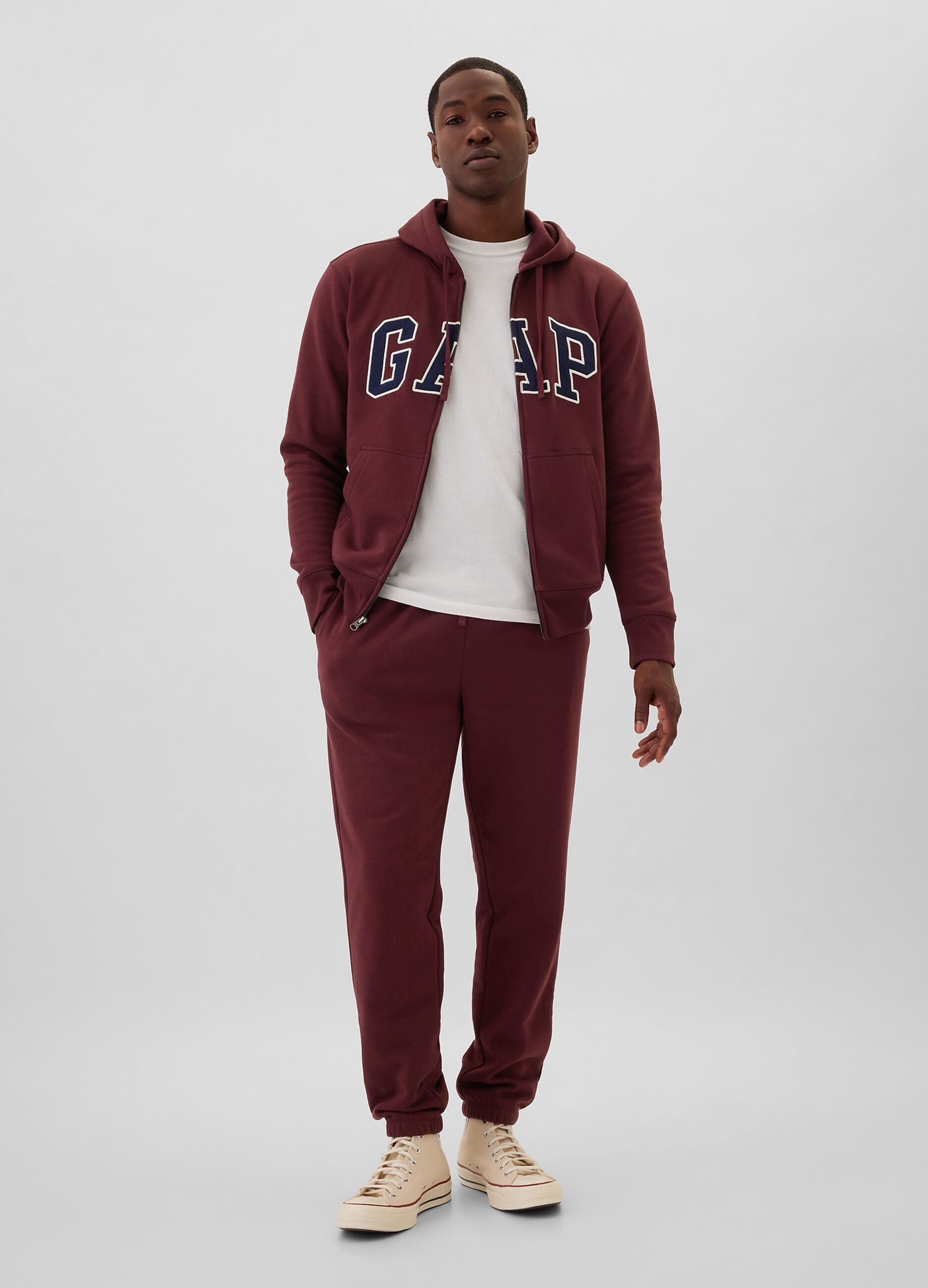 Full-zip sweatshirt with hood and logo embroidery