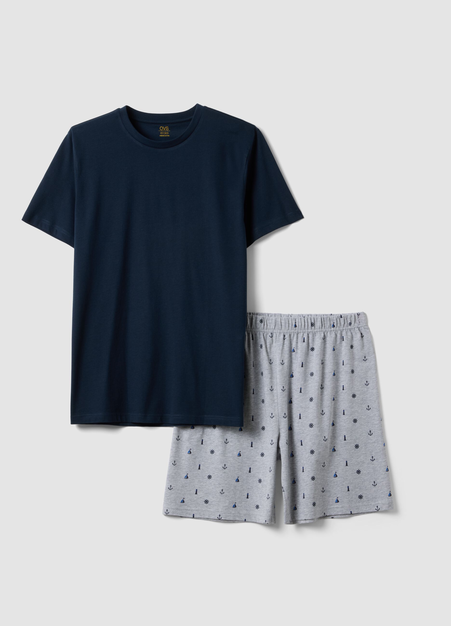 Blue cotton jersey pyjamas
