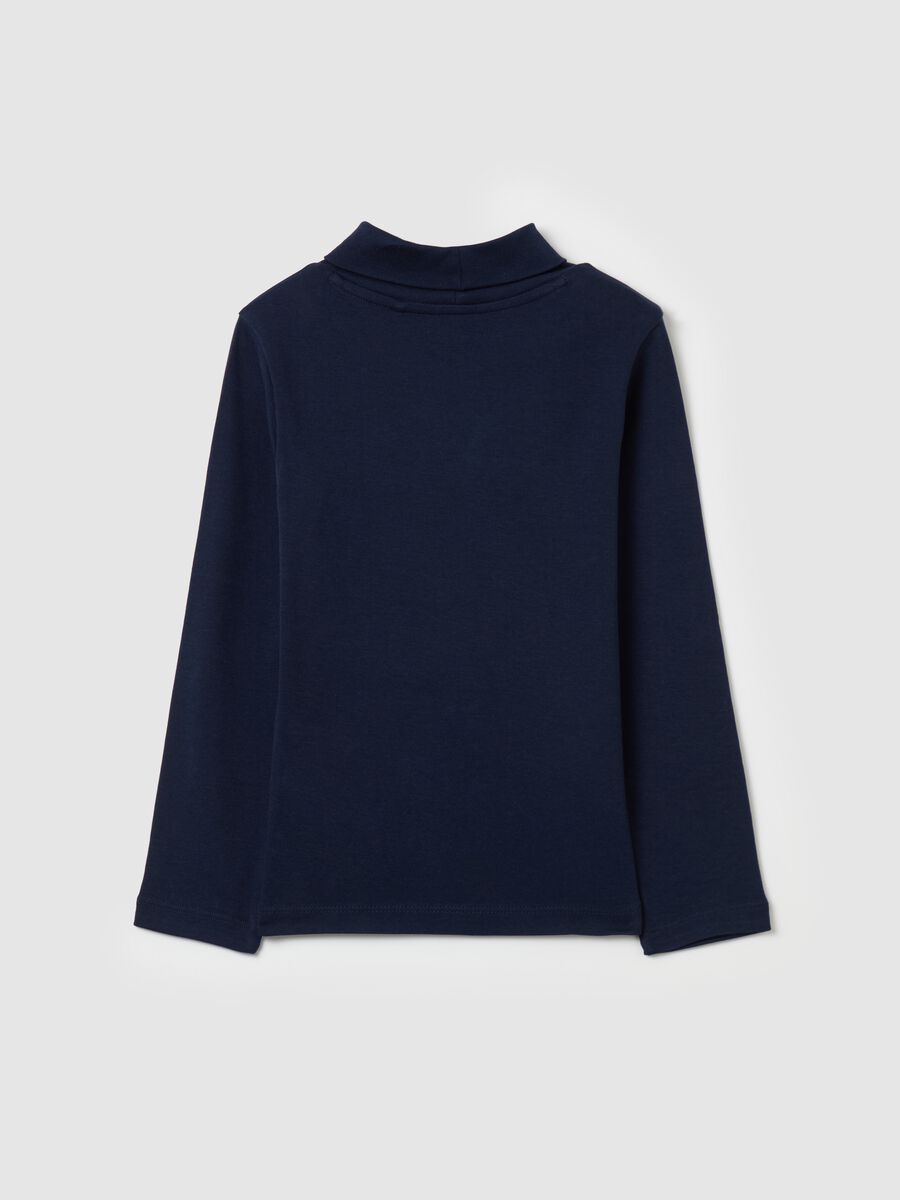 Cotton T-shirt with high neck and print_1