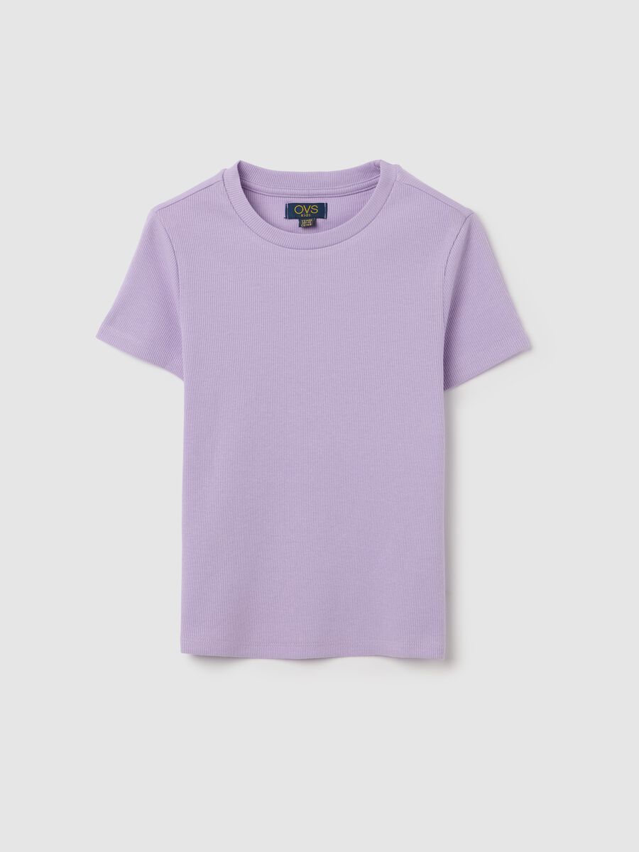 T-shirt da ragazza in cotone elasticizzato viola fitted_3