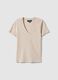 T-shirt in cotone elasticizzato beige regular fit deep V_4