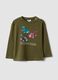 Green organic cotton T-shirt with racing cars for baby boys_0