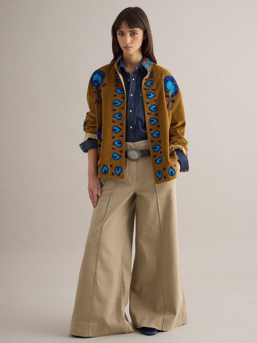 Oversized multicolour pure cotton kimono with embroidery_2