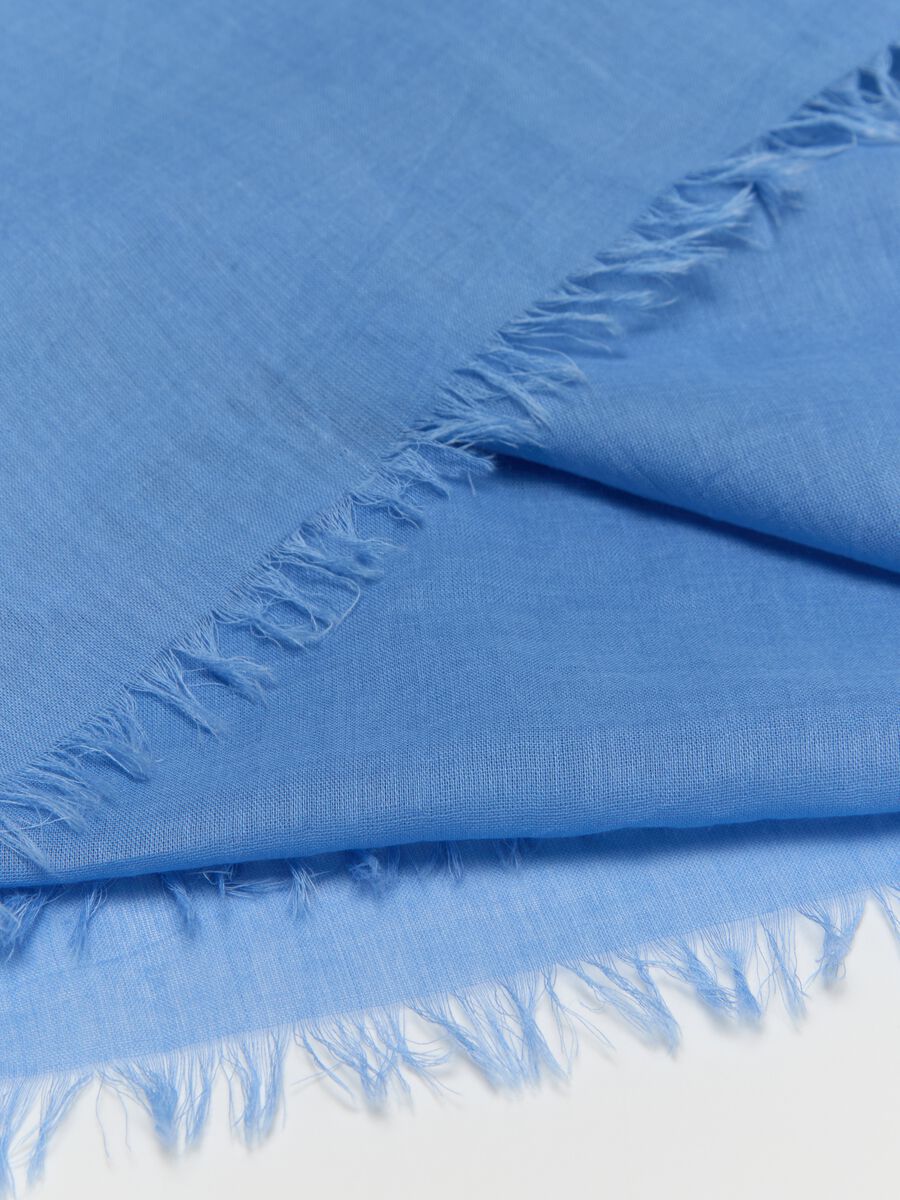 Men's blue pure cotton scarf with fringes_2