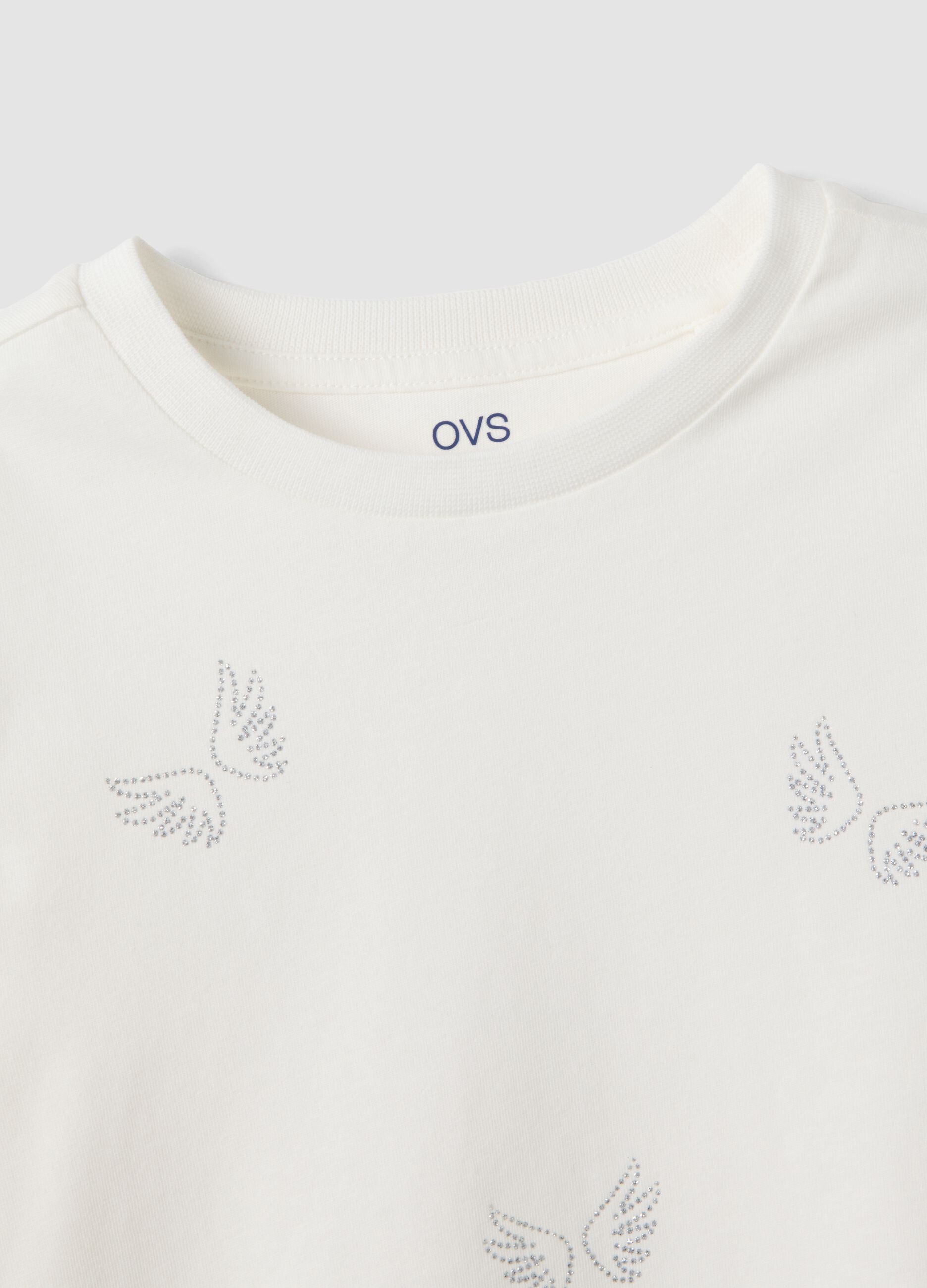 White pure organic cotton T-shirt with butterfly print for girls