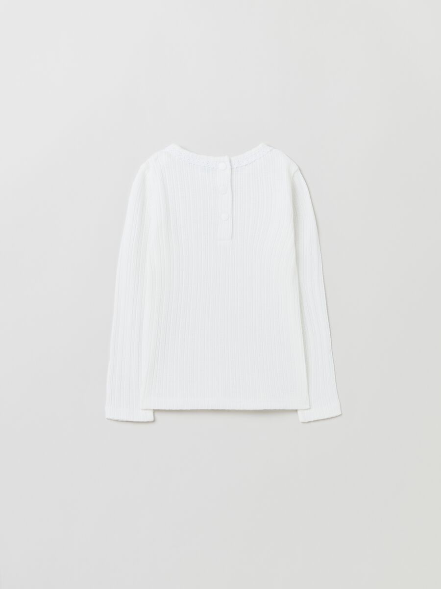 T-shirt in pointelle con maniche lunghe_1