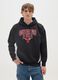 Black cotton blend hoodie with Chicago Bulls print_1