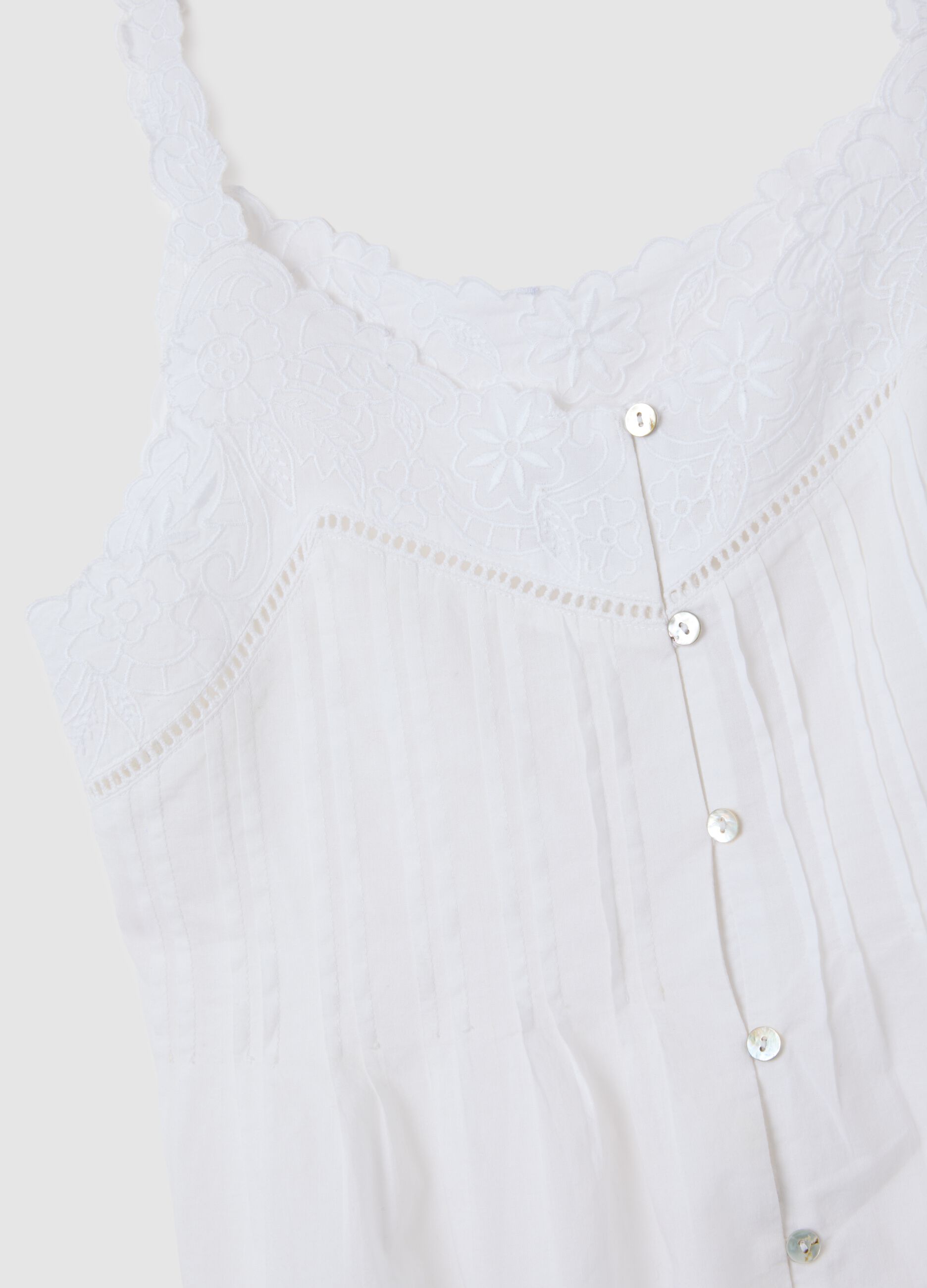 Set pigiama da donna in puro cotone bianco regular fit